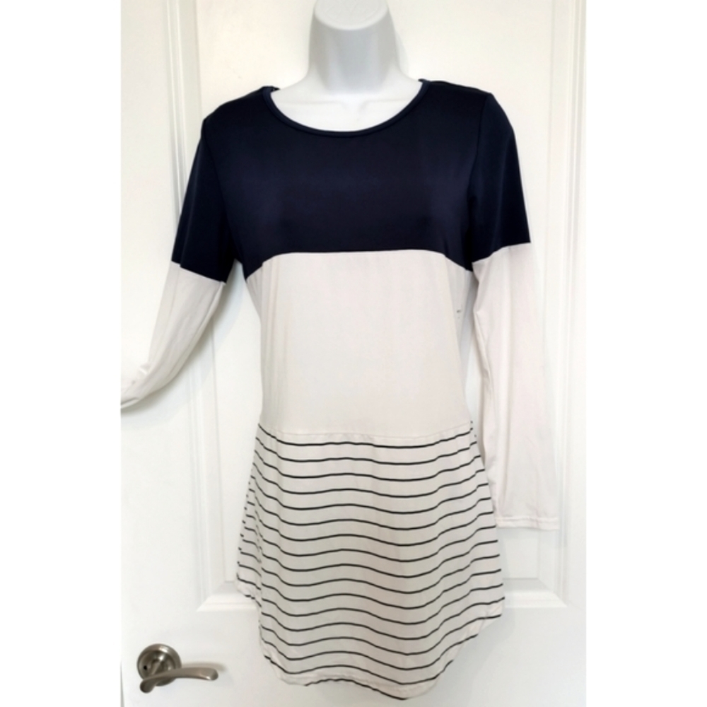 NWOT NAVY Long sleeve  blue white nautical jersey tunic top